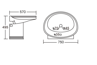 Раковина CeramaLux 4290 белая хром 75 см